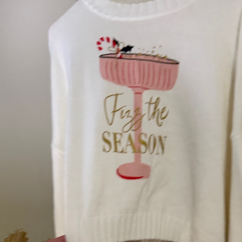 moon & madison White and Pink Festive Sweater